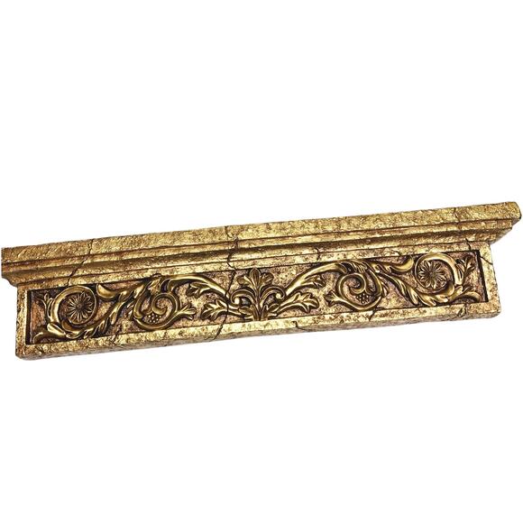 Vintage Gold Gilt Carved Wood Look Foam Wall Shelf Hollywood Regency - Picture 2 of 8